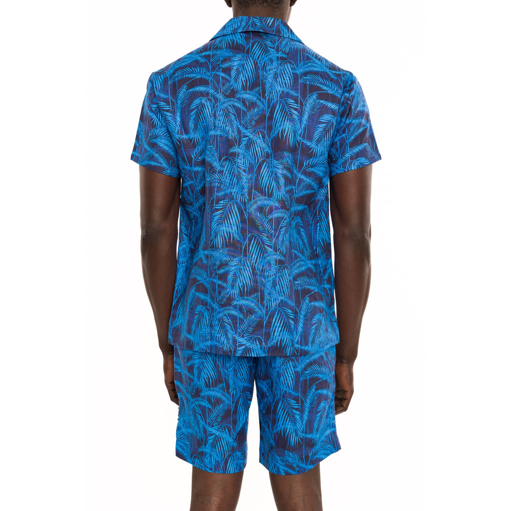 LINEN SHORT SLEEVE SHIRT WITH PALM PRINT