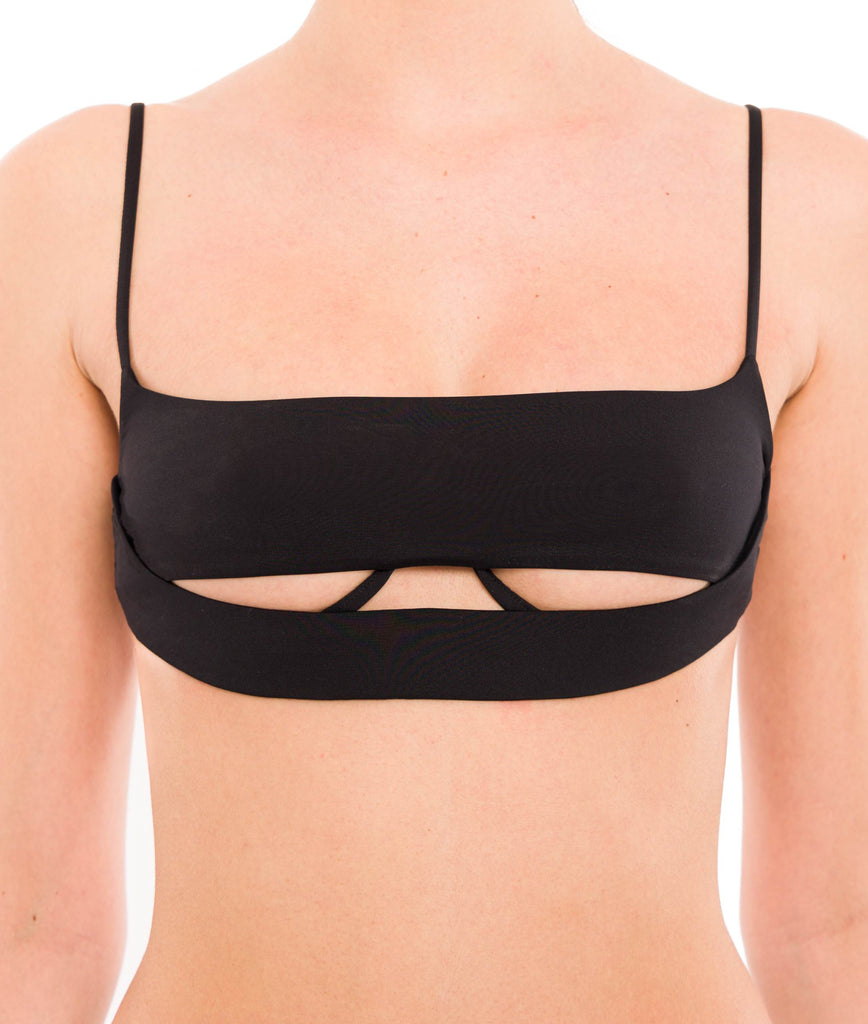 BLACK CRETA TOP WITH MULTI-STRAP