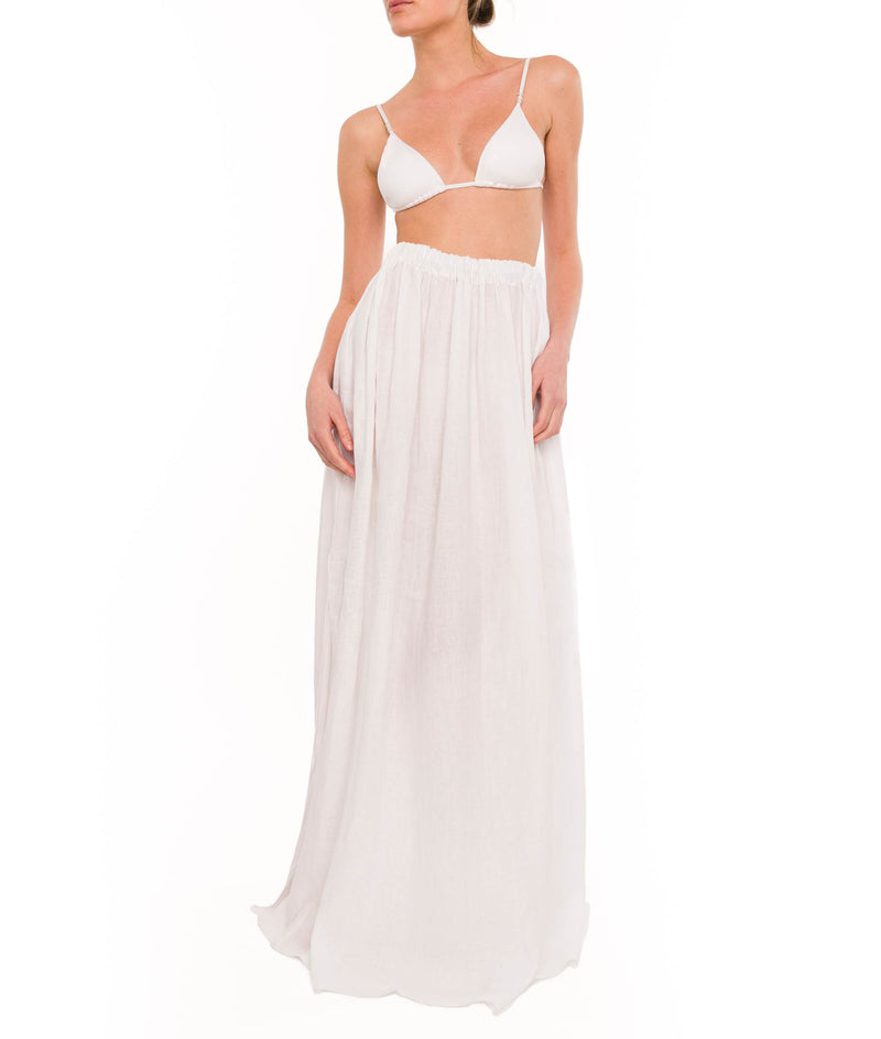 WHITE LONG LINEN SKIRT