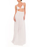 WHITE LONG LINEN SKIRT