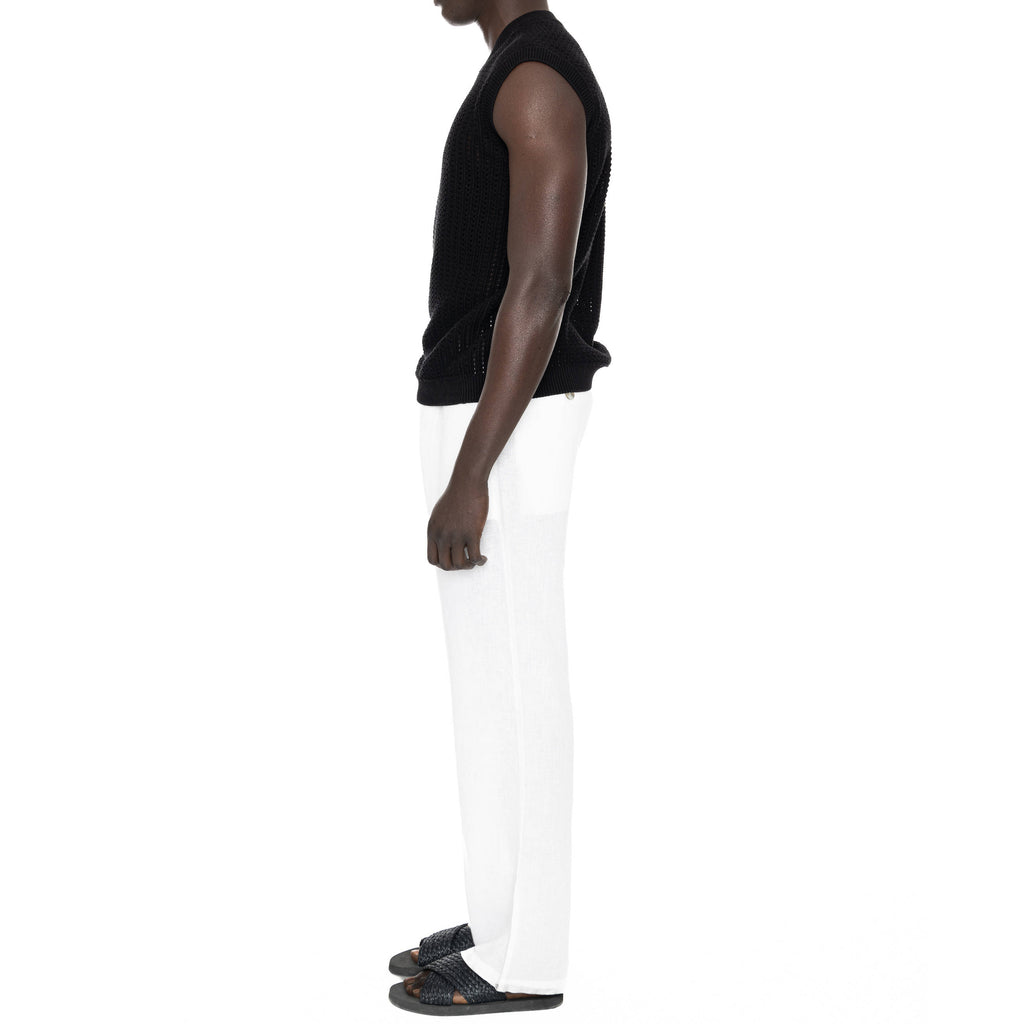 COTTON V-NECK GILET WITH OPEN STITCH