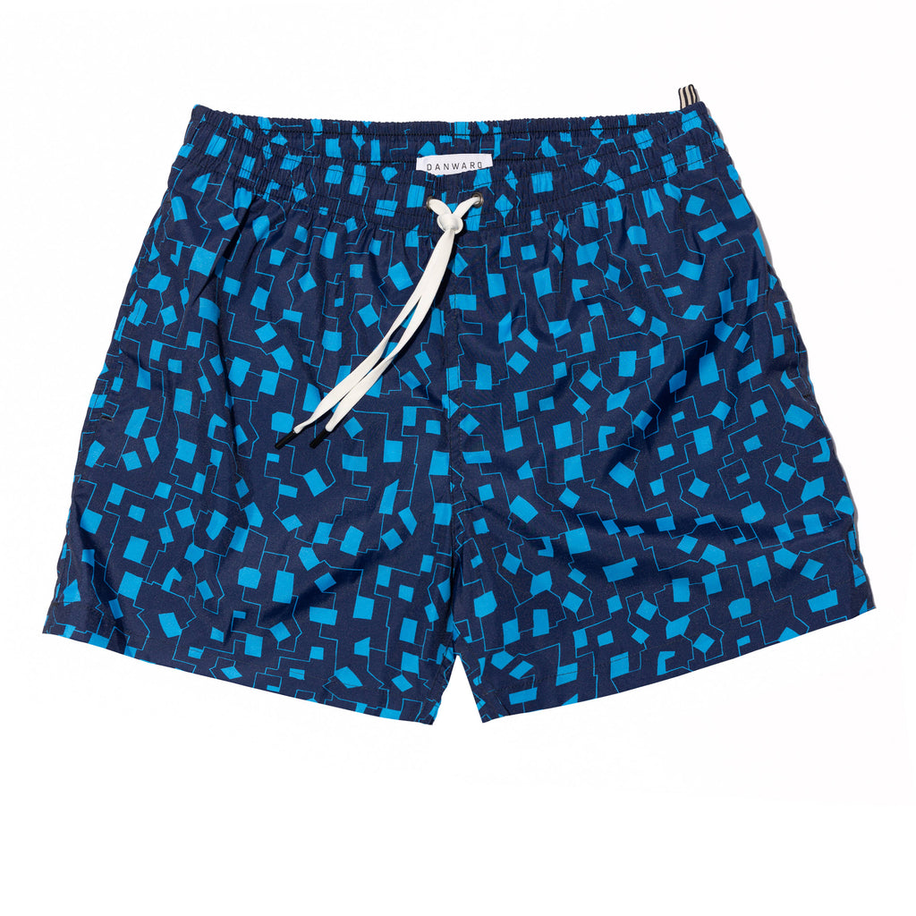 NAVY ELASTICATED MID-LENGTH SWIM BOXER