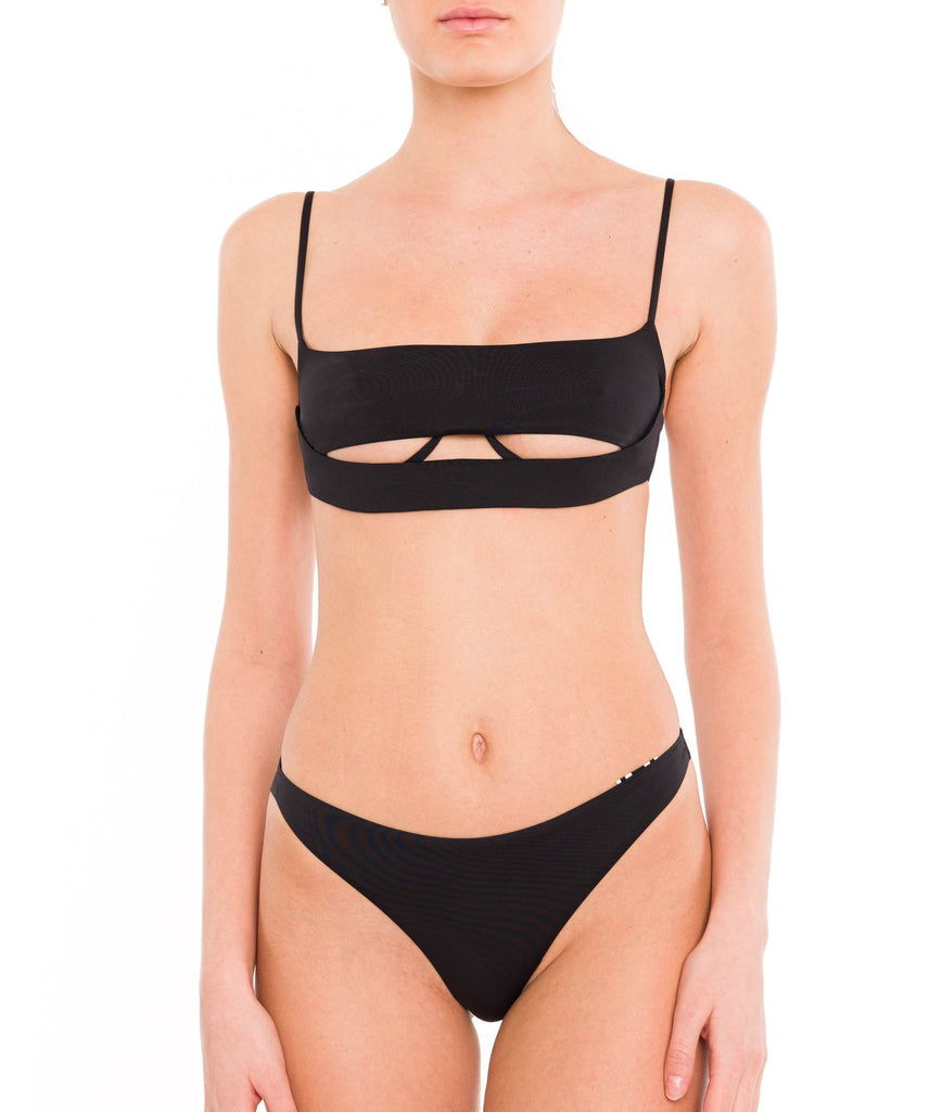 BLACK CRETA TOP WITH MULTI-STRAP