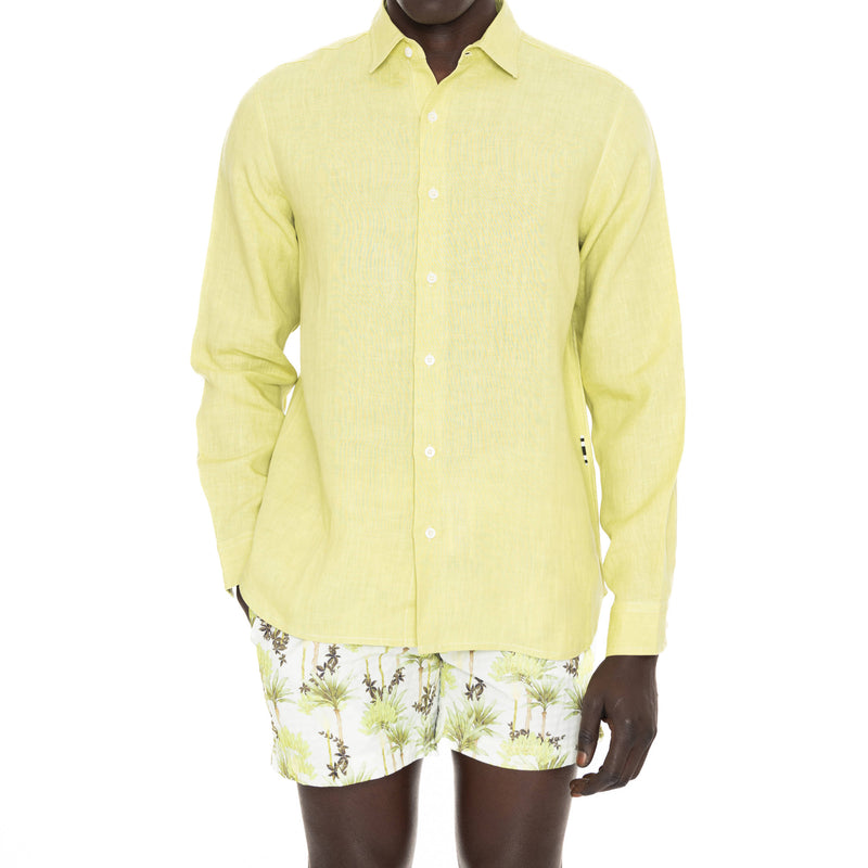 PISTACCHIO LINEN LONG SLEEVE SHIRT