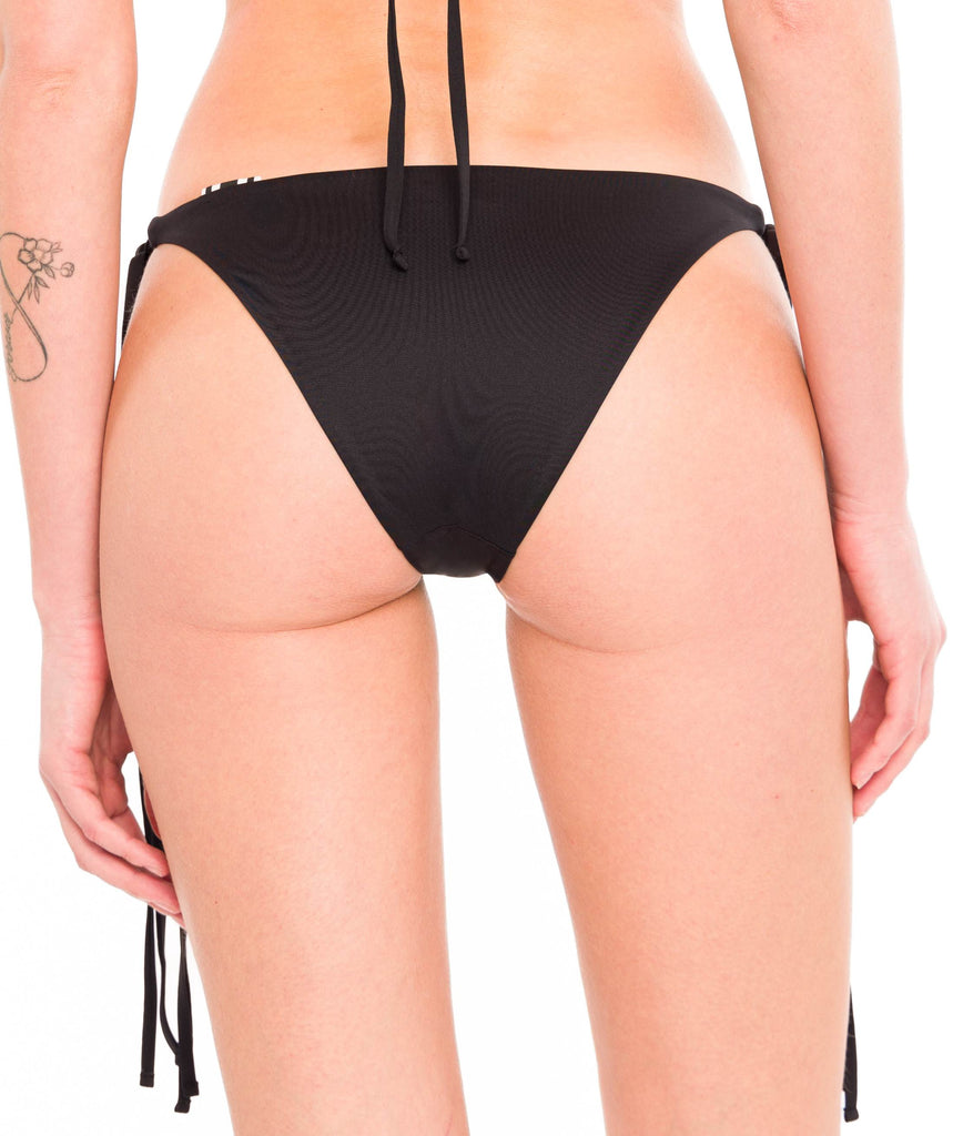 BLACK CIPRO BIKINI BOTTOM WITH DOUBLE STRAPS
