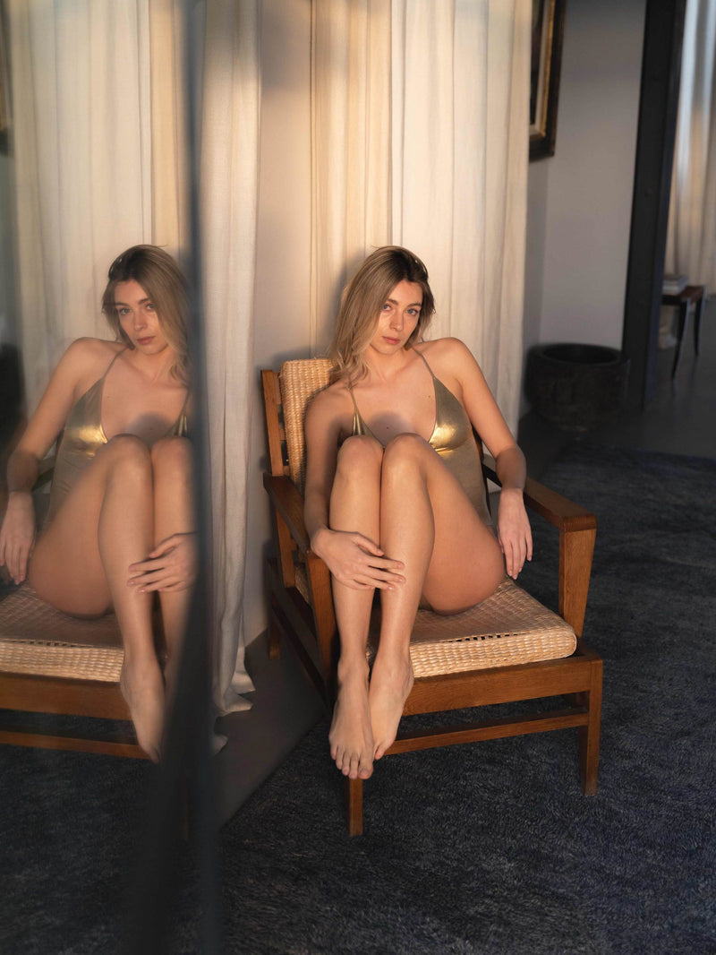 GOLD PATMOS SWIMSUIT LAMINATED
