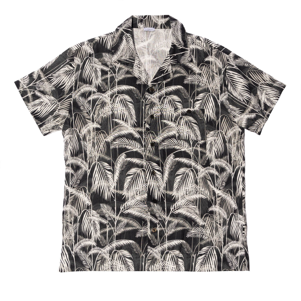 LINEN SHORT SLEEVE SHIRT WITH PALM PRINT