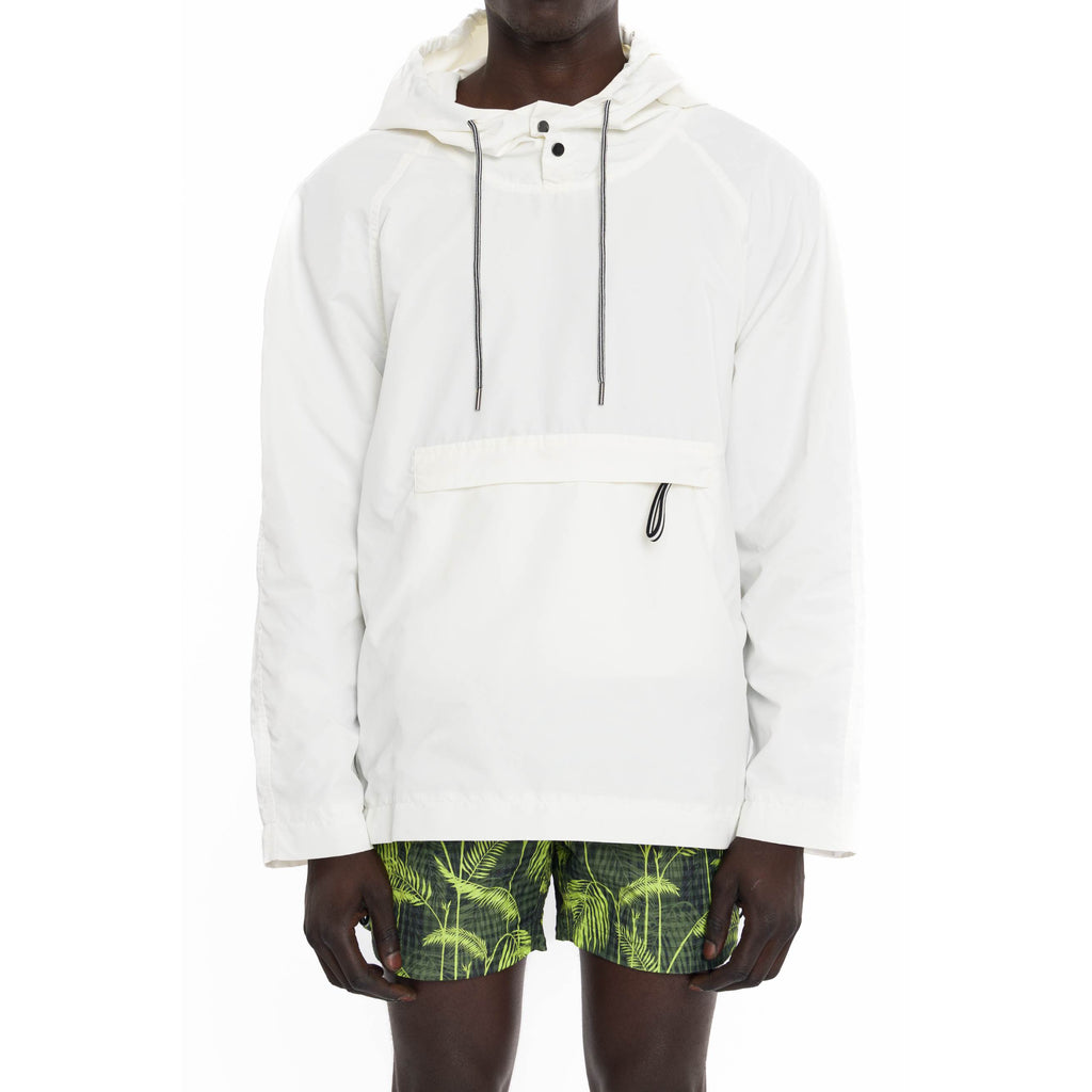 NYLON AND MESH ZIPPERED WINDBREAKER WITH HOOD