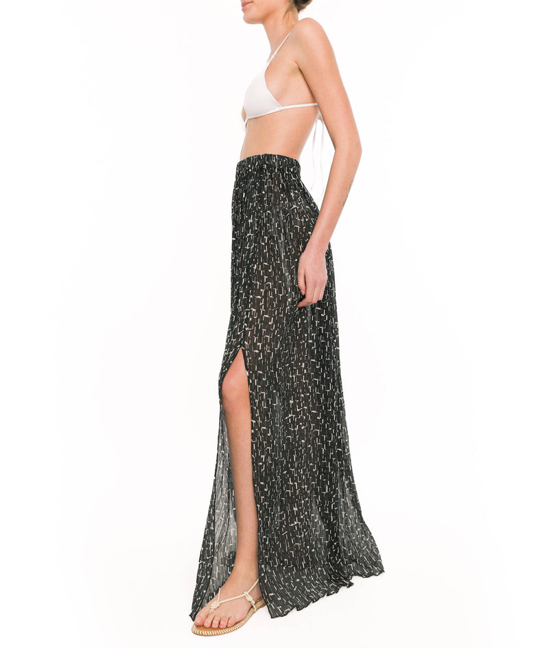 LONG SUMMER SKIRT IN PRINTED SILK AND COTTON