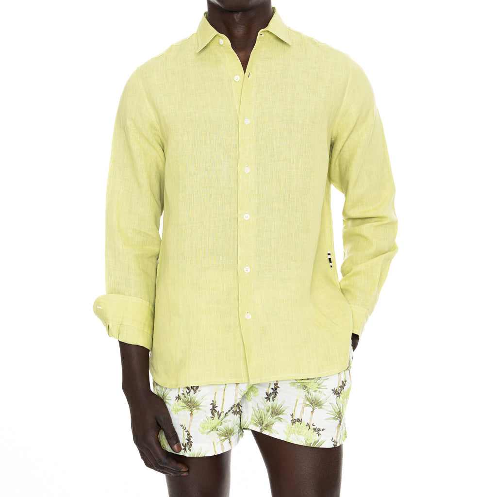 PISTACCHIO LINEN LONG SLEEVE SHIRT