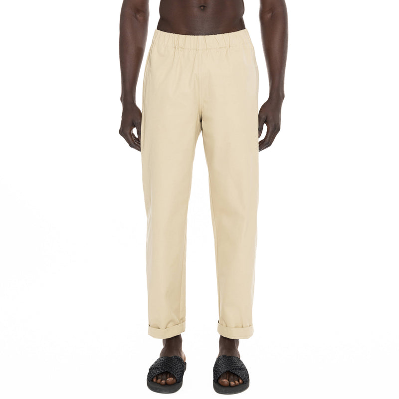ELASTICATED COTTON TWILL TROUSER