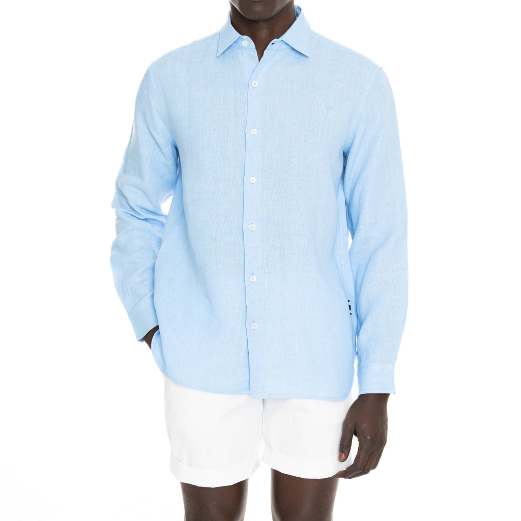 LIGHT BLUE LINEN LONG SLEEVE SHIRT