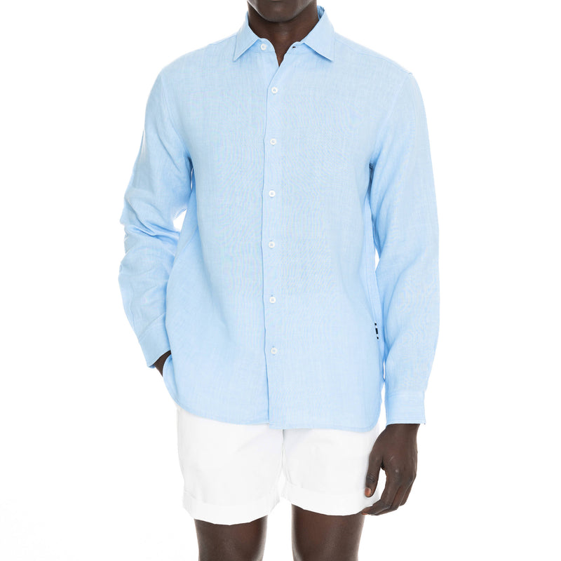 LIGHT BLUE LINEN LONG SLEEVE SHIRT
