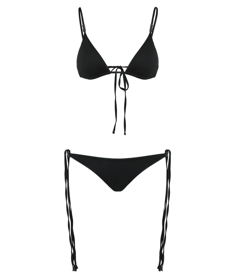 BLACK CIPRO BIKINI BOTTOM WITH DOUBLE STRAPS