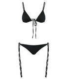 BLACK CIPRO BIKINI BOTTOM WITH DOUBLE STRAPS