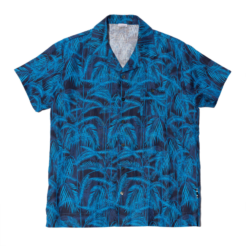 LINEN SHORT SLEEVE SHIRT WITH PALM PRINT