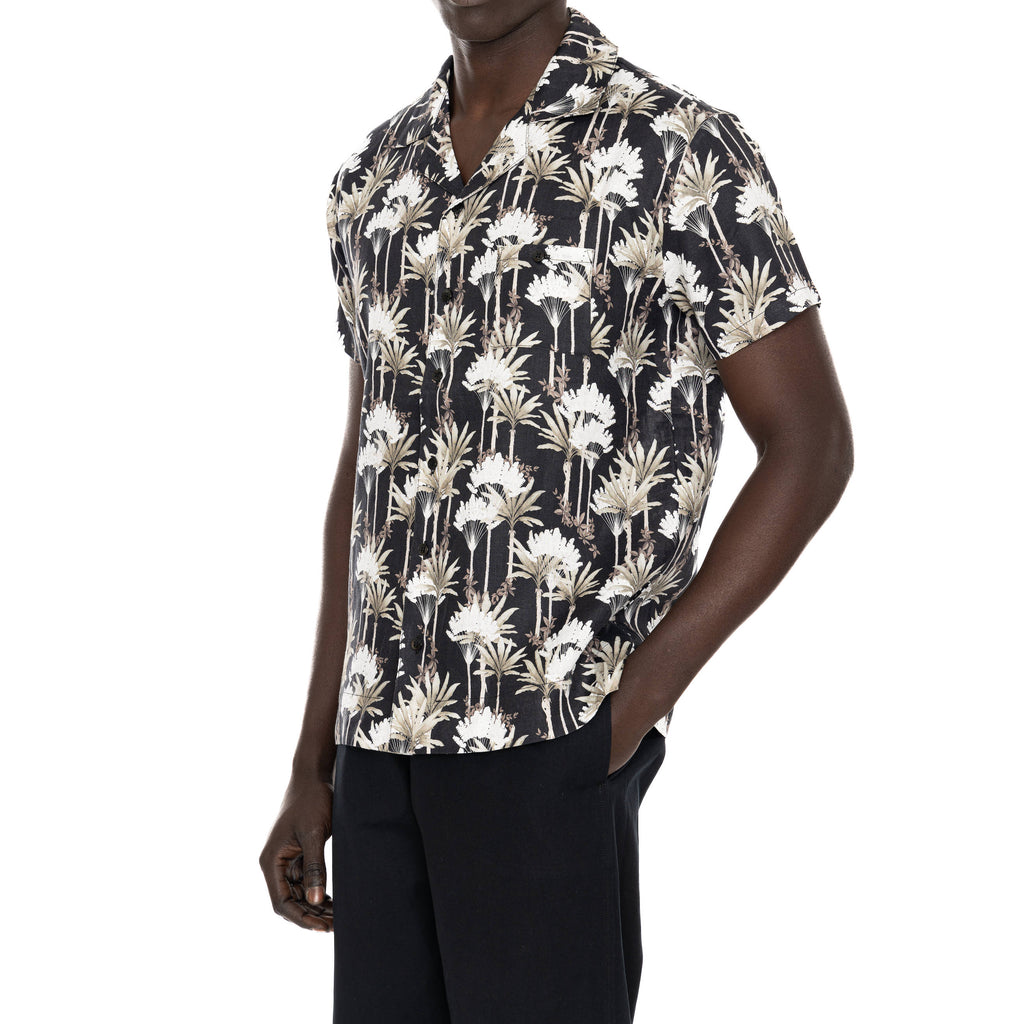 LINEN SHORT SLEEVE SHIRT WITH JUNGLE PRINT