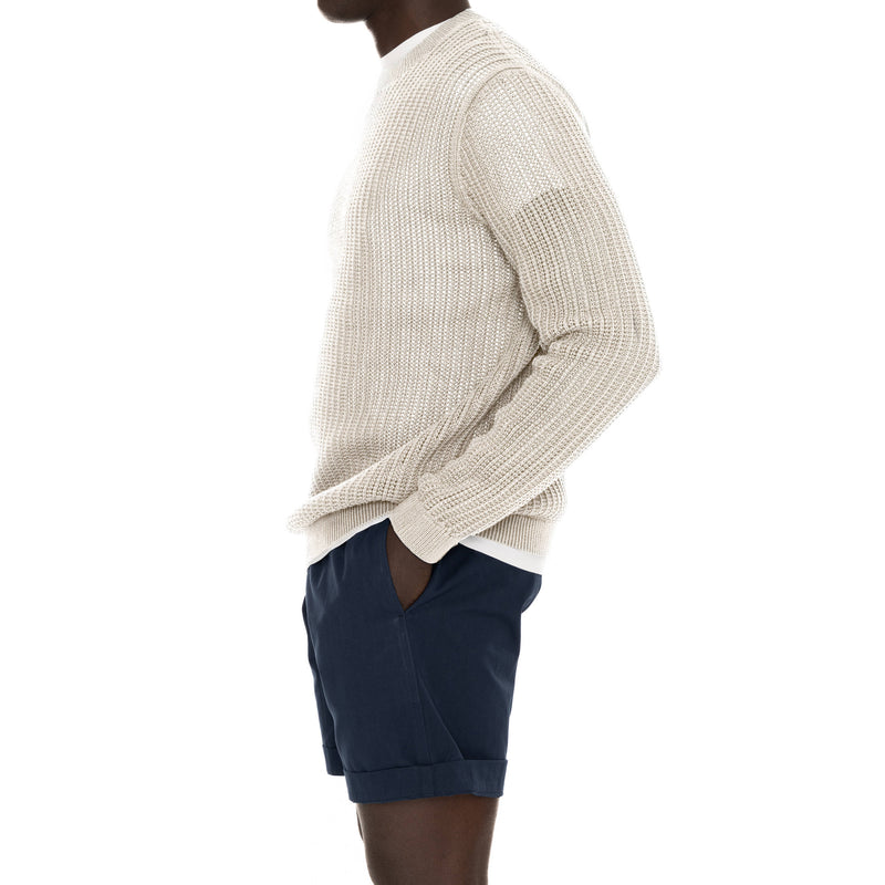 COTTON CREW NECK JUMPER WITH OPEN STITCH
