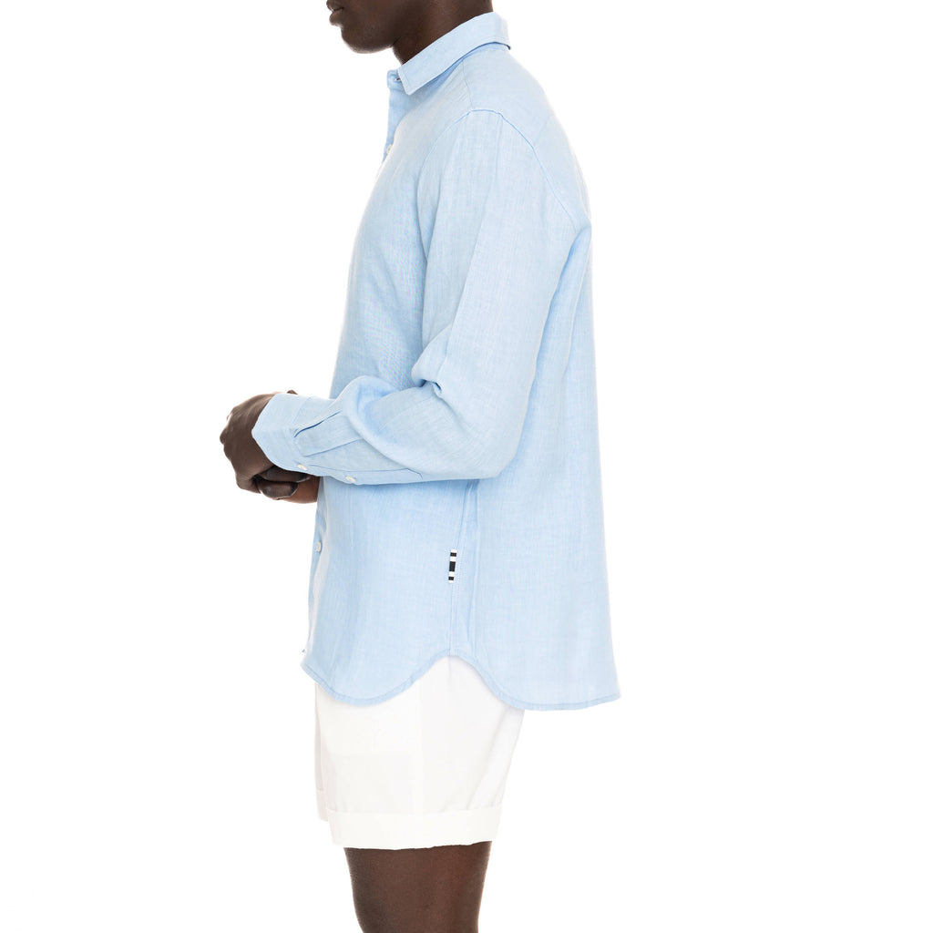 LIGHT BLUE LINEN LONG SLEEVE SHIRT