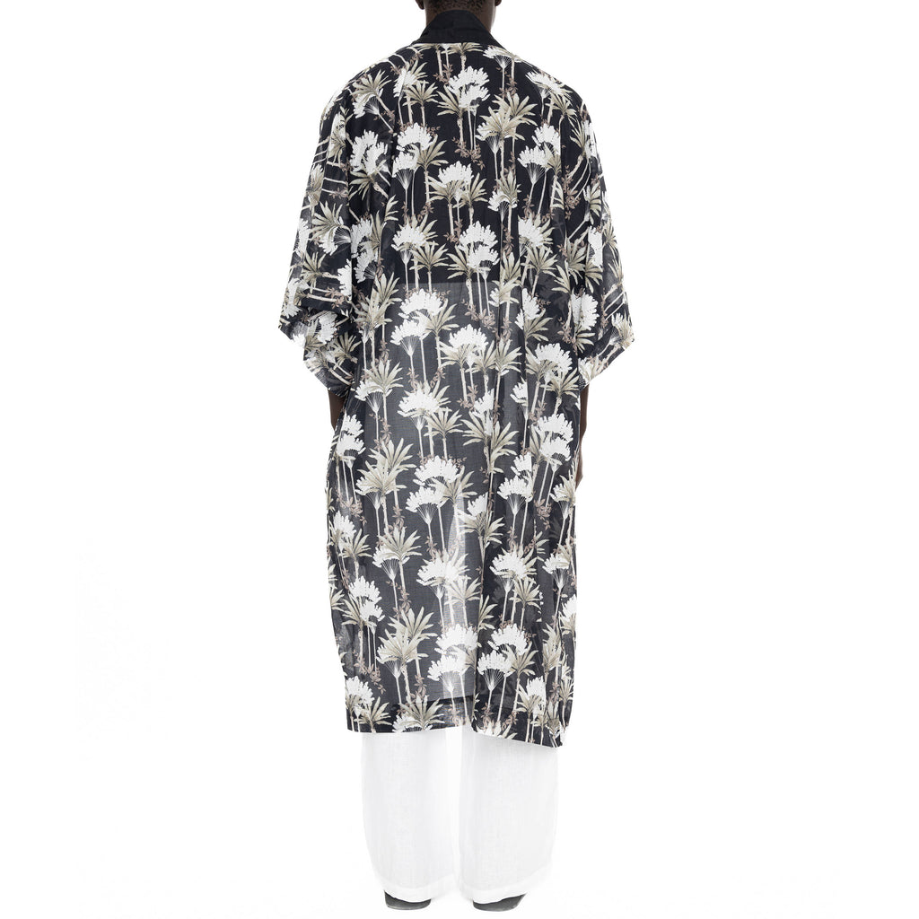 COTTON VOILE MEN'S KIMONO WITH PALM PRINT