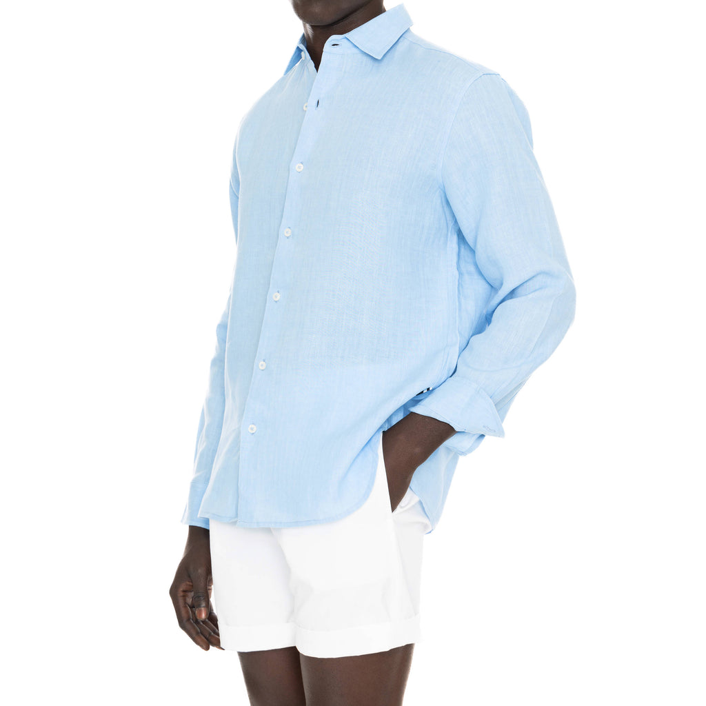 LIGHT BLUE LINEN LONG SLEEVE SHIRT