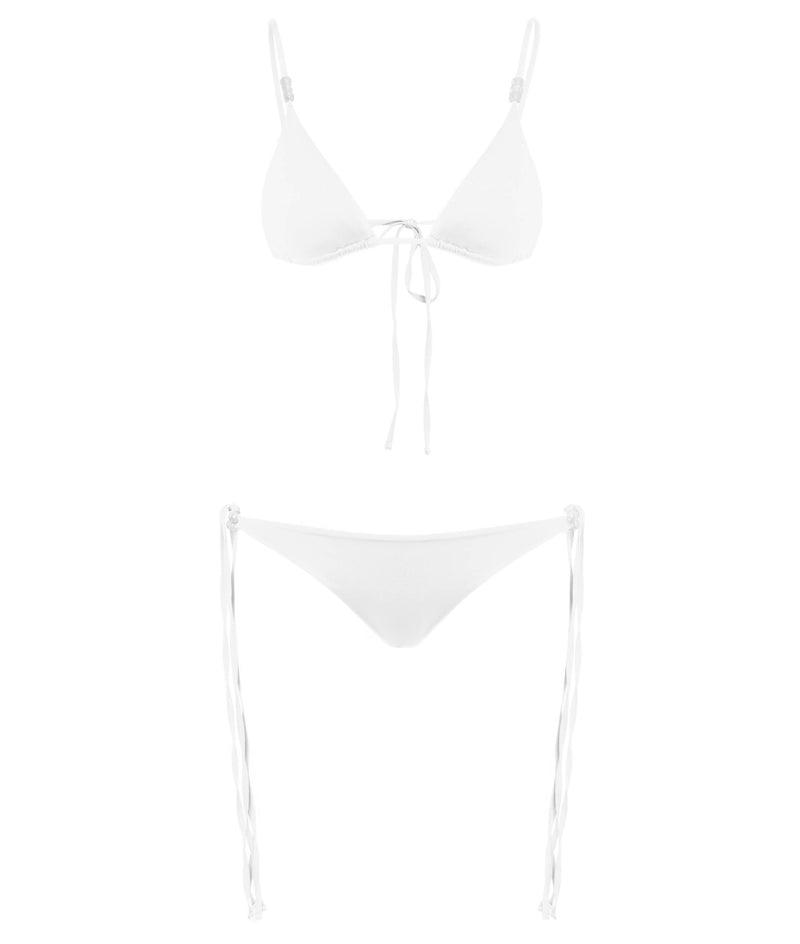 WHITE CIPRO BIKINI BOTTOM WITH DOUBLE STRAPS