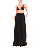BLACK LONG LINEN SKIRT