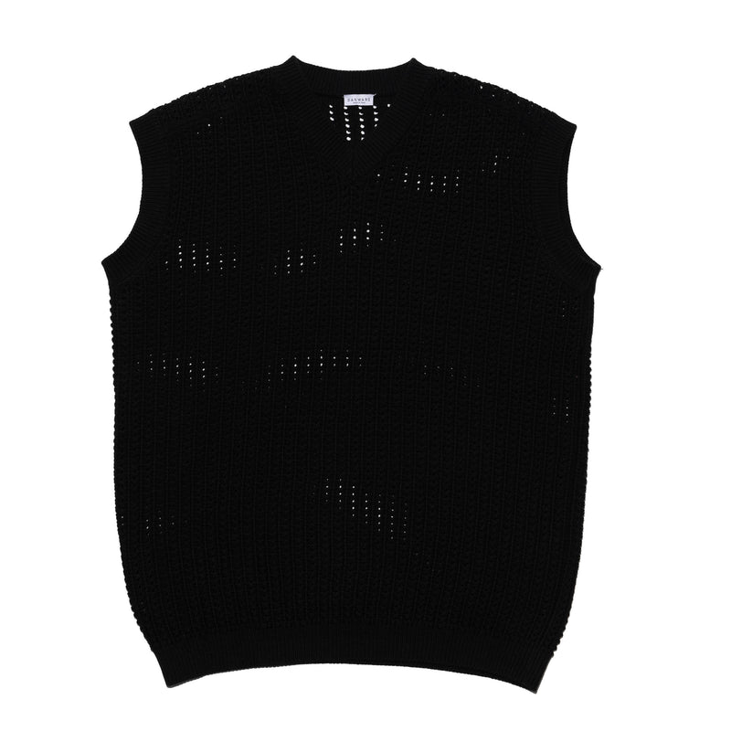 COTTON V-NECK GILET WITH OPEN STITCH