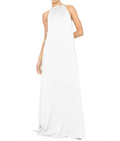 WHITE LONG HALTER DRESS