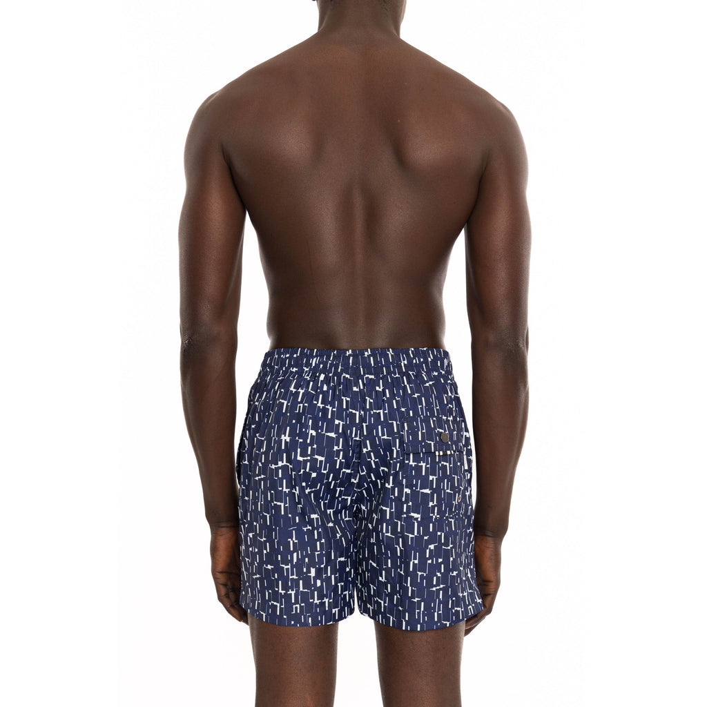 NAVY ELASTICATED MID-LENGTH SWIM BOXER