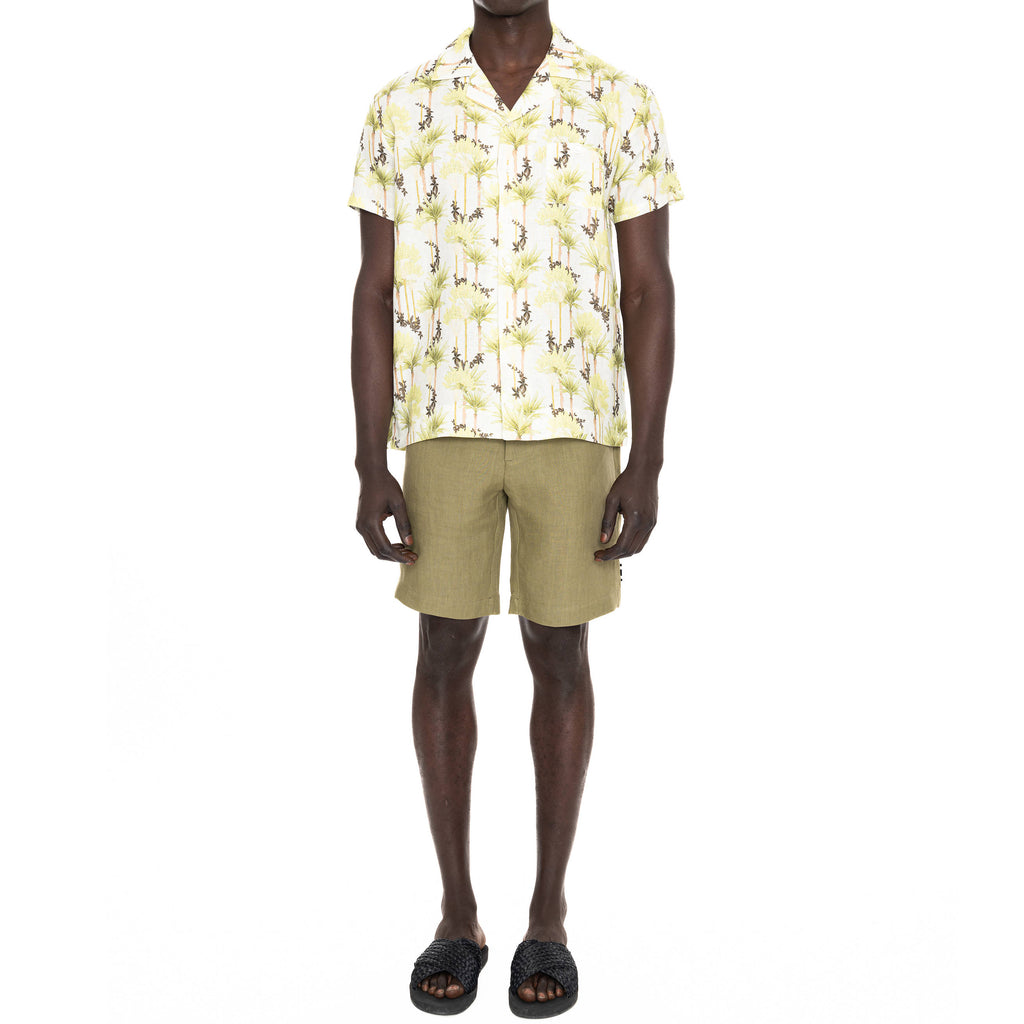 LINEN SHORT SLEEVE SHIRT WITH JUNGLE PRINT