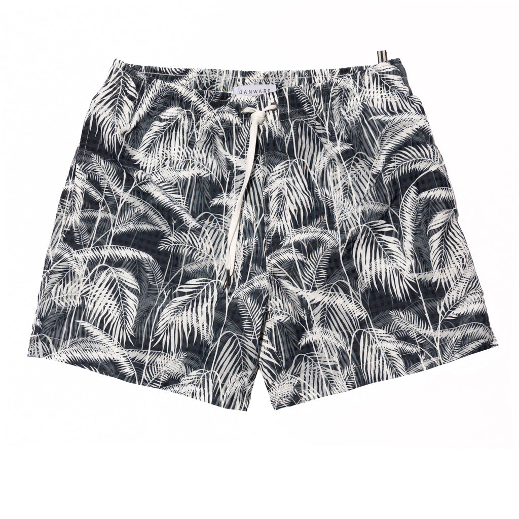 BLACK ELASTICATED MID-LENGTH SWIM BOXER