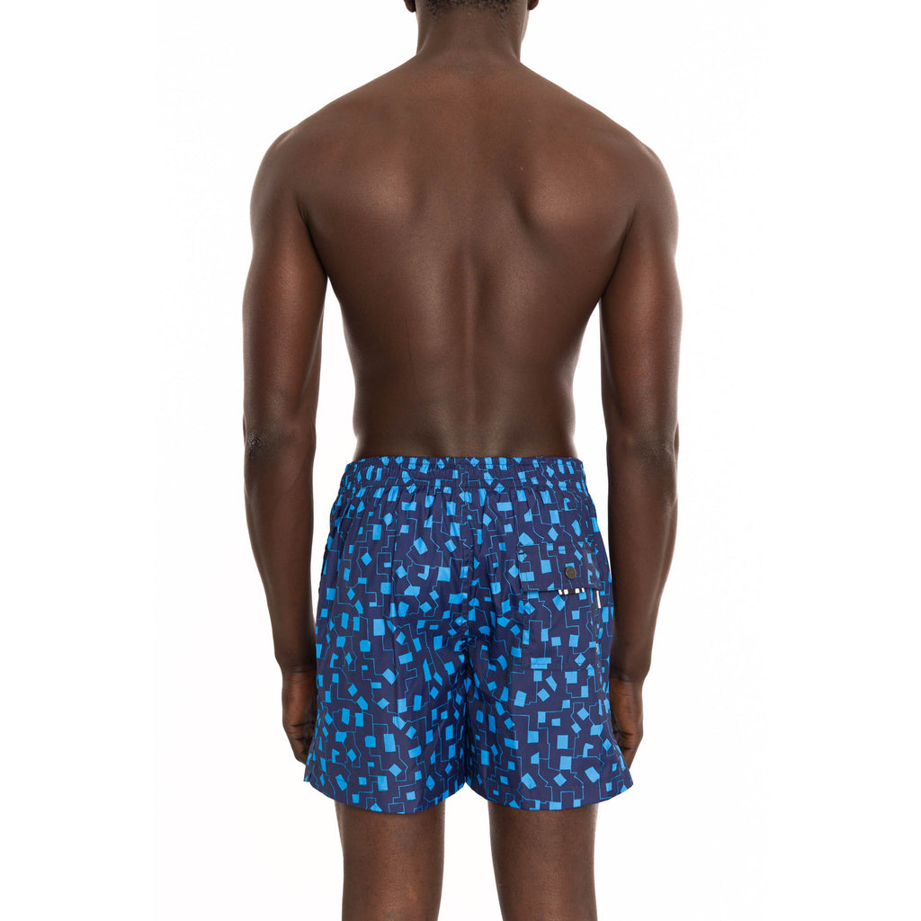 NAVY ELASTICATED MID-LENGTH SWIM BOXER