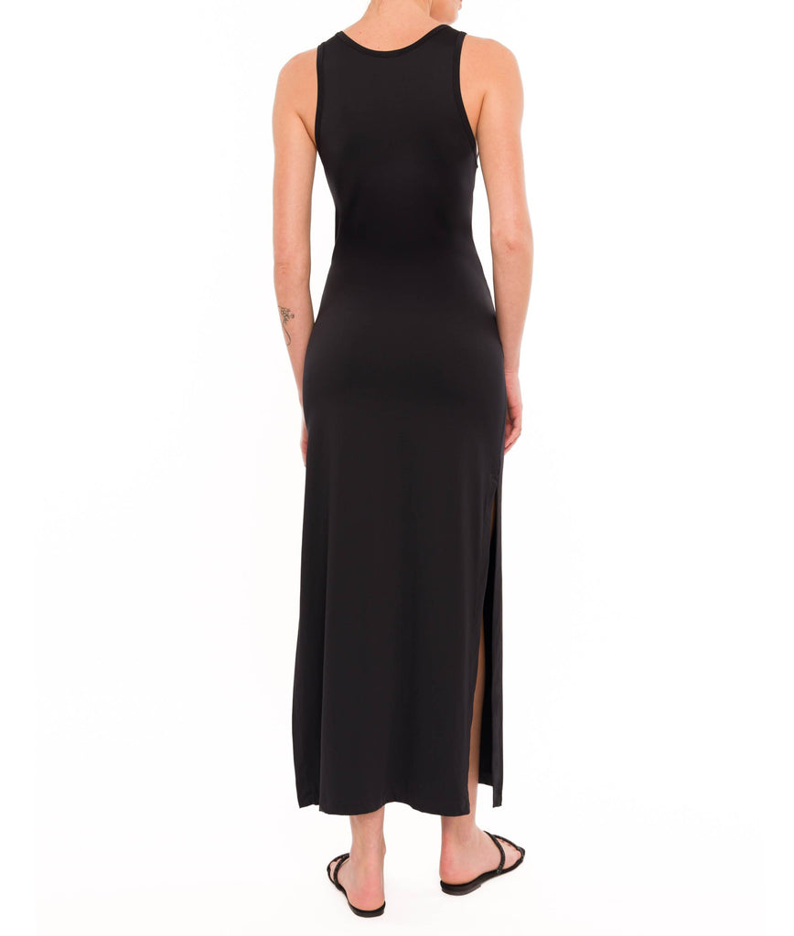 BLACK LONG LYCRA TANK DRESS
