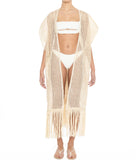 COTTON LINEN MESH KNIT KIMONO
