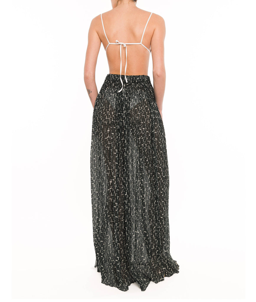 LONG SUMMER SKIRT IN PRINTED SILK AND COTTON
