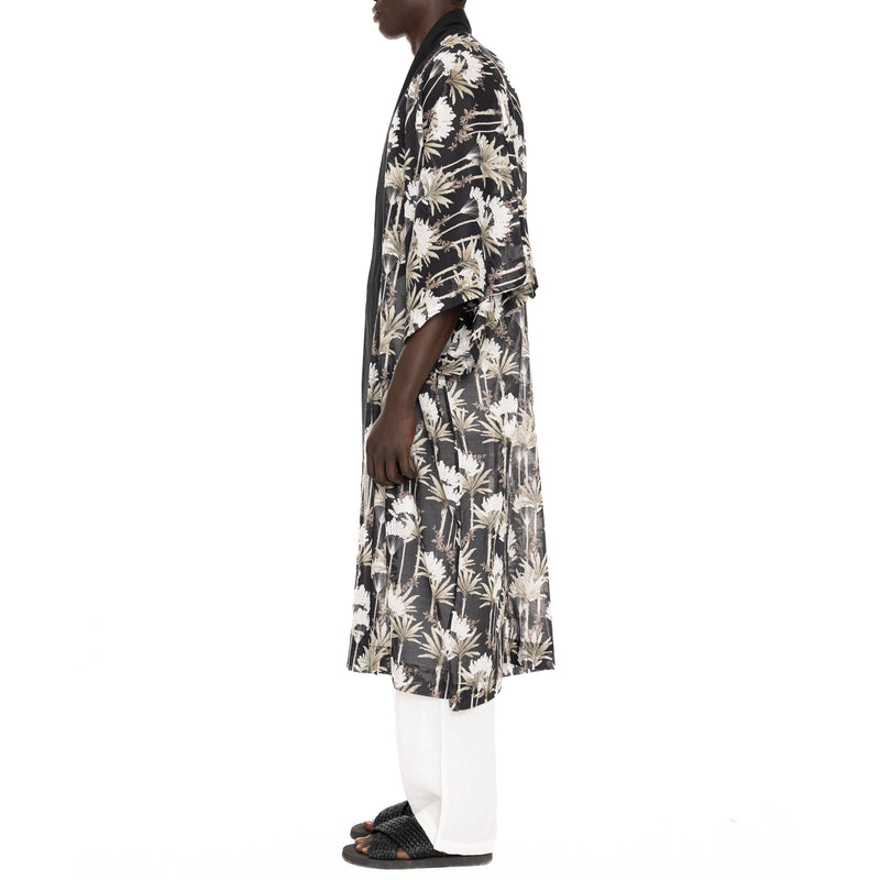 COTTON VOILE MEN'S KIMONO WITH PALM PRINT