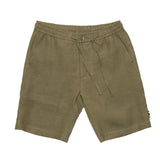 KHAKI ELASTICATED LINEN SHORT WITH DRAWSTRING