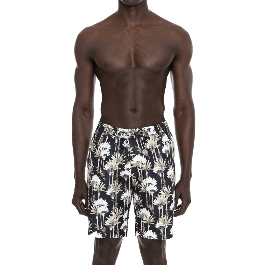 LINEN SHORT WITH DRAWSTRING WITH JUNGLE PRINT
