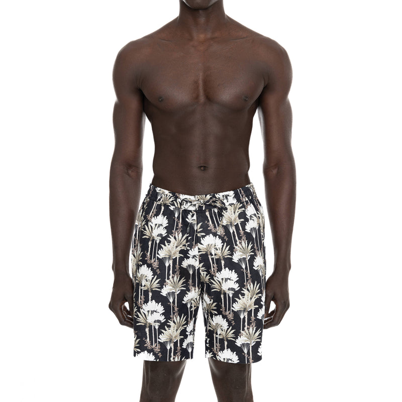 LINEN SHORT WITH DRAWSTRING WITH JUNGLE PRINT