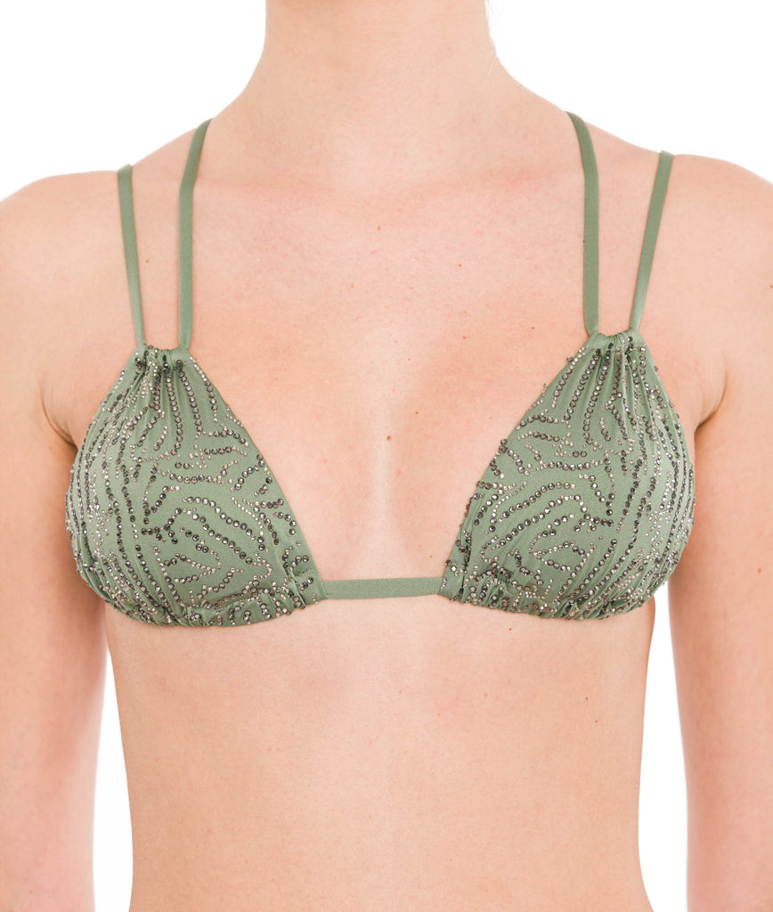 SAGE IDRA TRIANGLE BIKINI TOP WITH CRYSTALS