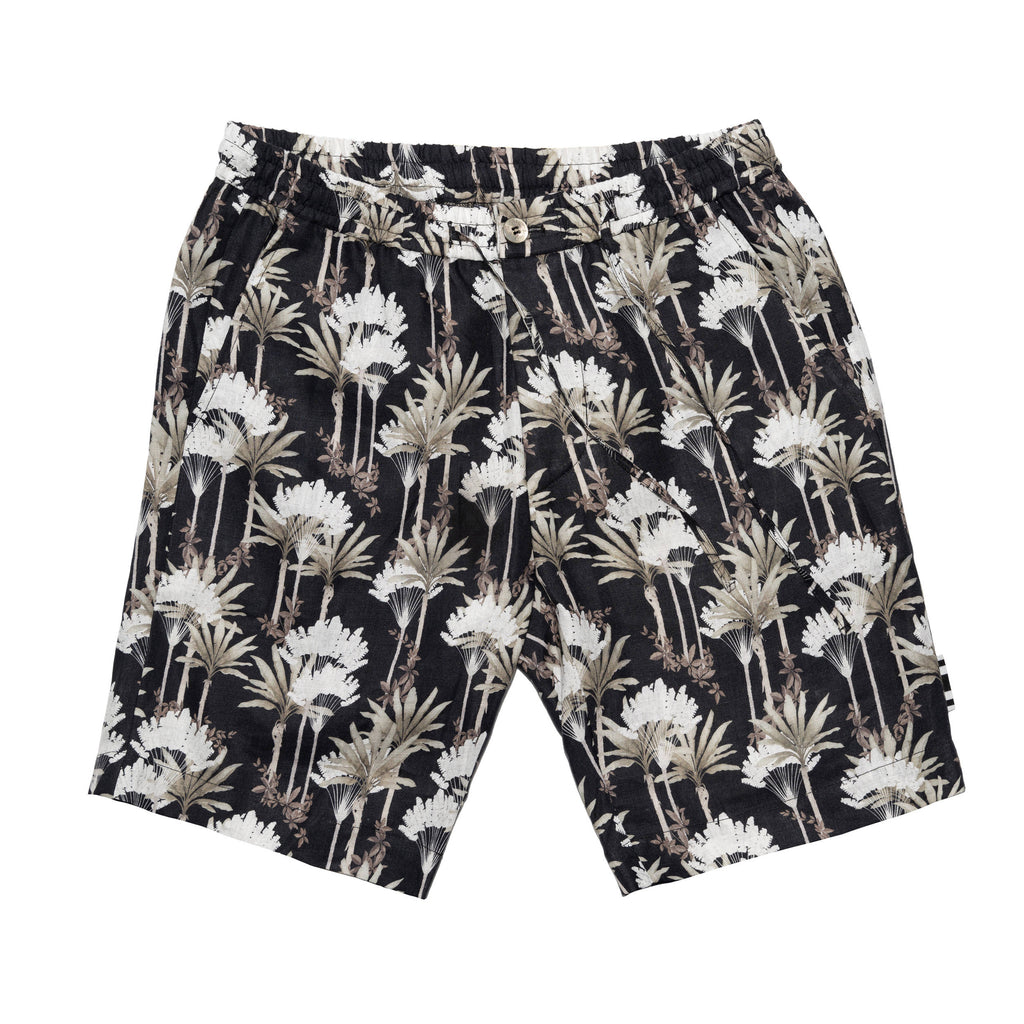 LINEN SHORT WITH DRAWSTRING WITH JUNGLE PRINT