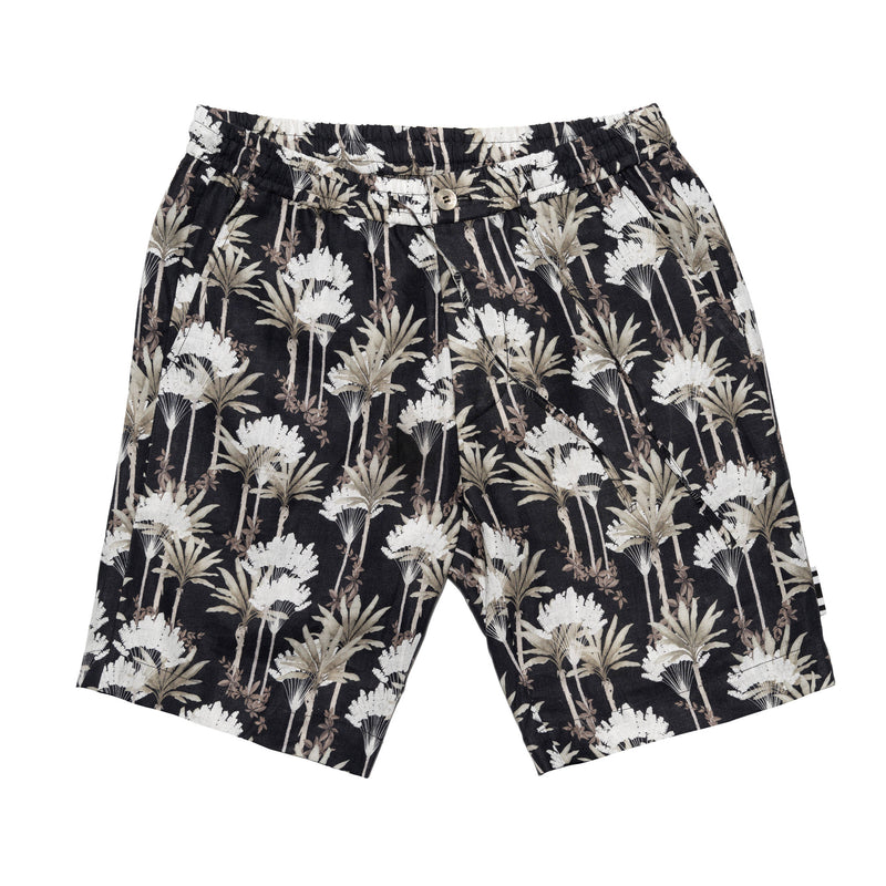 LINEN SHORT WITH DRAWSTRING WITH JUNGLE PRINT