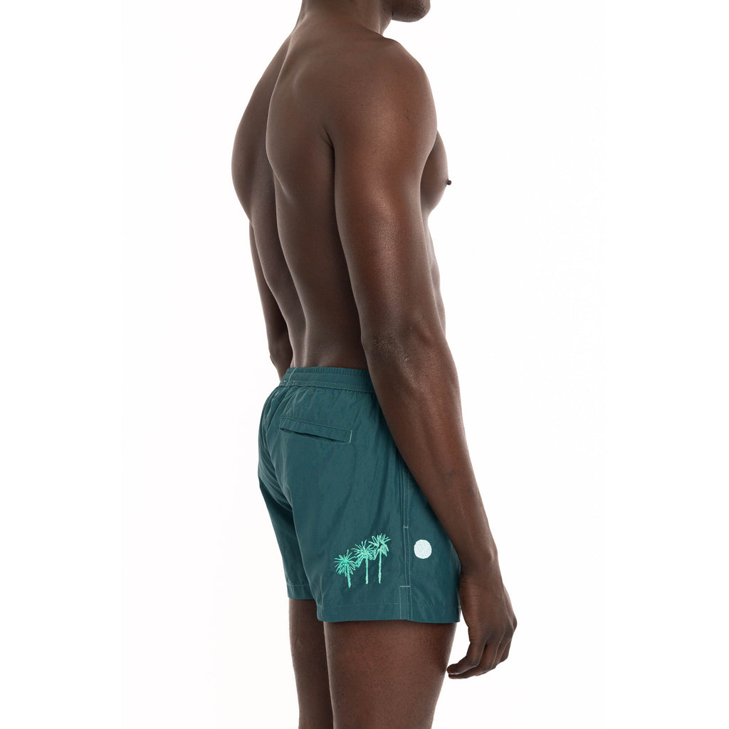 ELASTICATED BOXER WITH PALM TREE EMBROIDERY