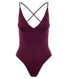 WINE PATMOS SWIMSUIT WITH CRISS-CROSS STRAPS