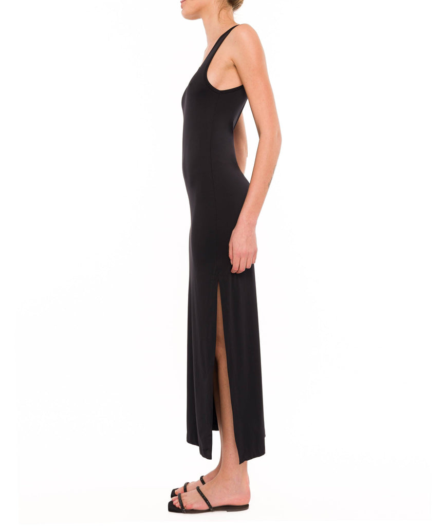 BLACK LONG LYCRA TANK DRESS