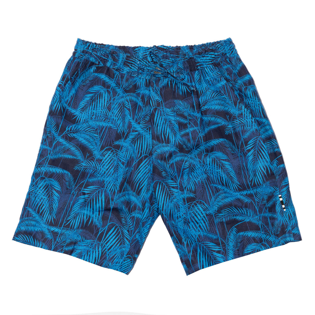 LINEN SHORT WITH DRAWSTRING WITH PALM PRINT