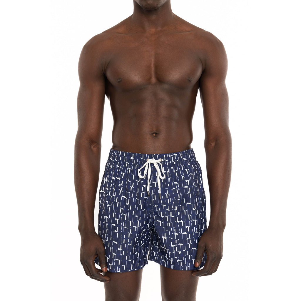 NAVY ELASTICATED MID-LENGTH SWIM BOXER