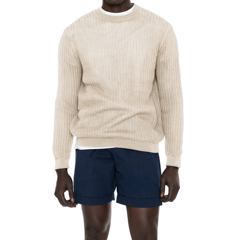 COTTON CREW NECK JUMPER WITH OPEN STITCH
