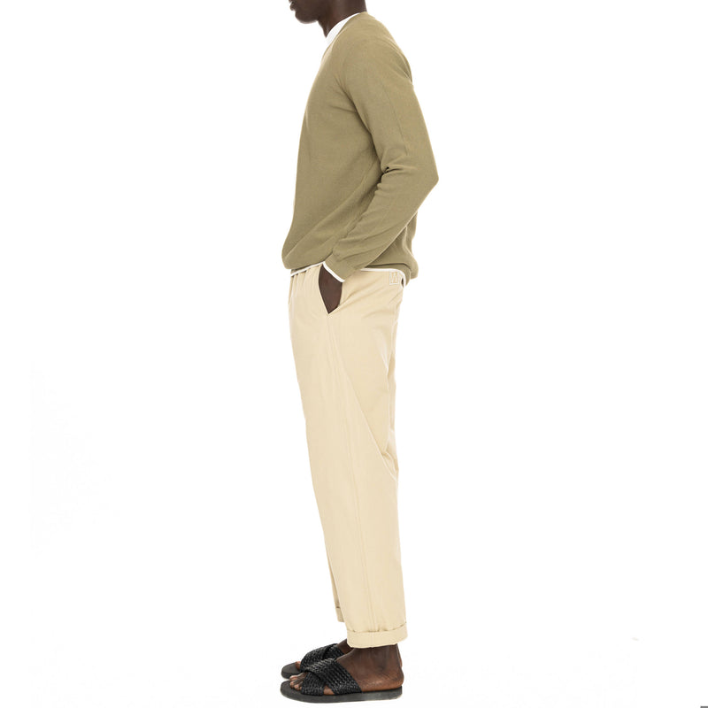 HIGH V-NECK COTTON JUMPER WITH CONTRAST TIPPING